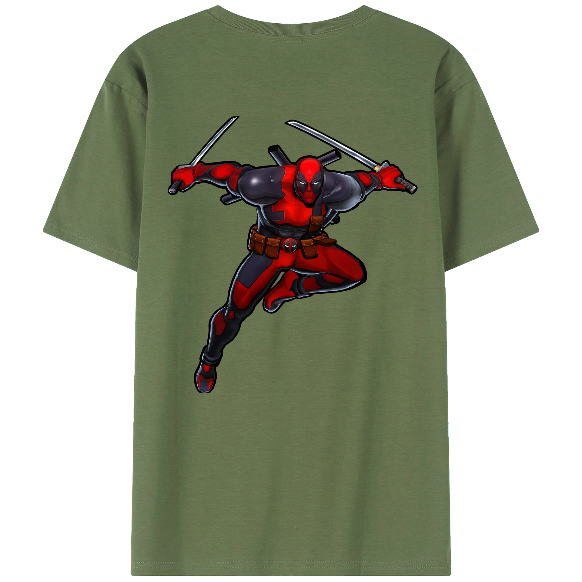 （画像用） Deadpool デッドプール 綿100％ メンズ半袖Tシャツ（バックプリント） 通気性